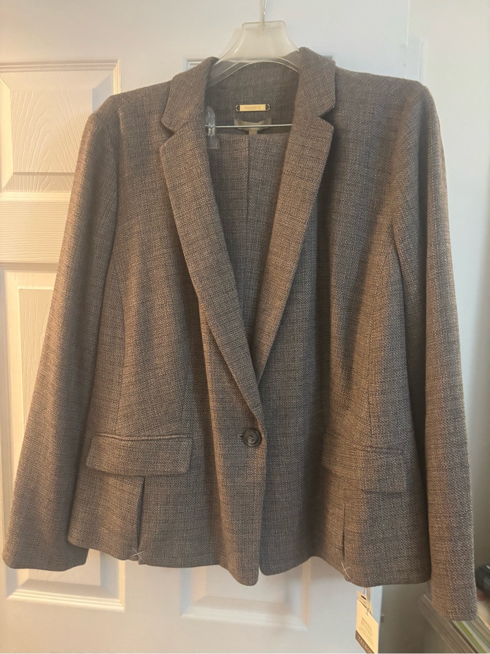 Talbots Brown-Gray Textured Single-Button Blazer